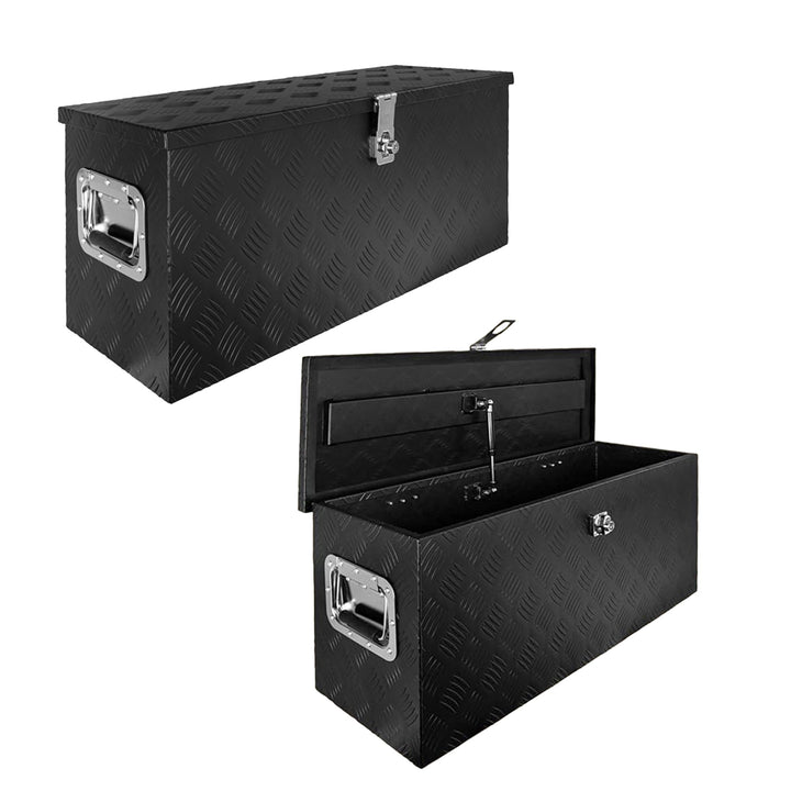 Trucky Truckbox aus Aluminium, in Schwarz, Abschliessbar, Robustes Riffelblech, Für Werkstatt, Auto,