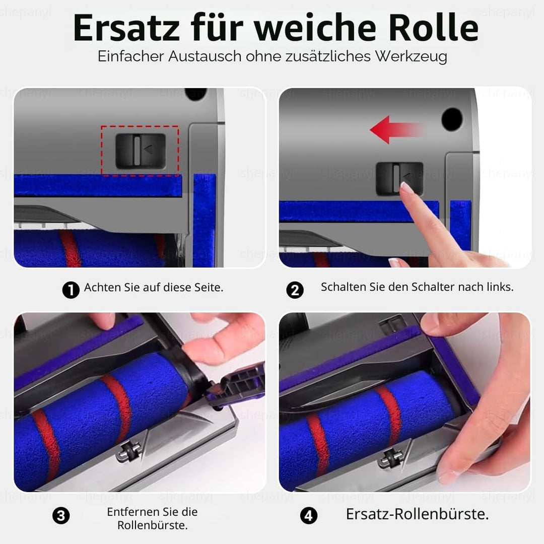 LED Bürste Zubehör kompatibel für Dyson V7/V8/V10/V11/V15 Staubsauger, Weiche Flaumbürste mit Staubd