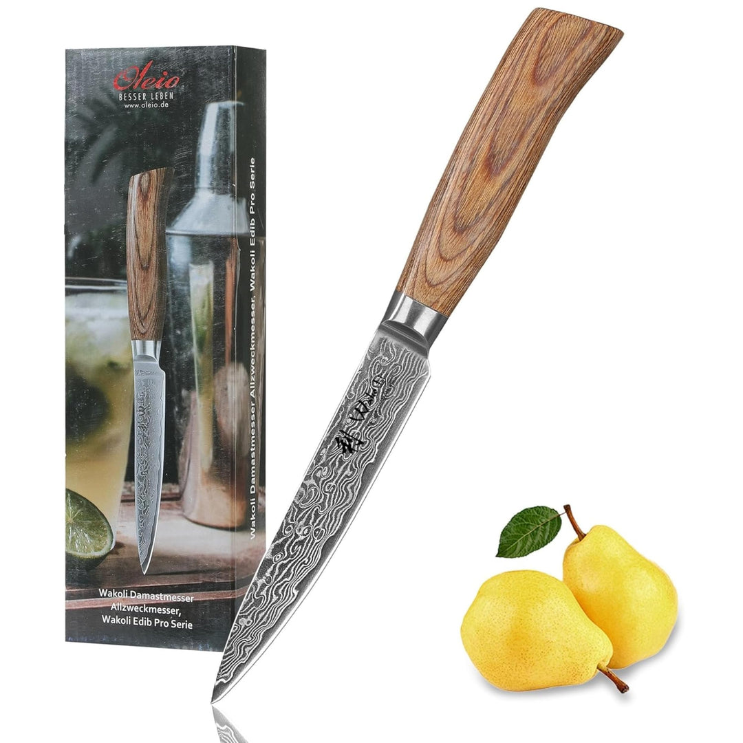 Wakoli EDIB Pro Allzweckmesser aus echtem Damaststahl (VG10 Kern) 12 cm Klinge – Scharf & ergonomisc
