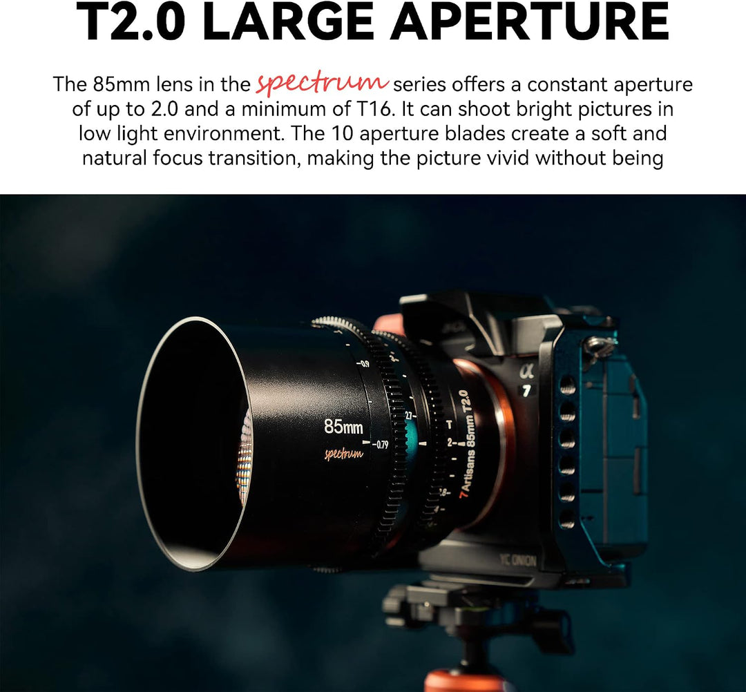 7artisans 85mm T2.0 grosse Blende Vollformat Cine-Objektiv kompatibel für Sony E-Mount, manueller Fo