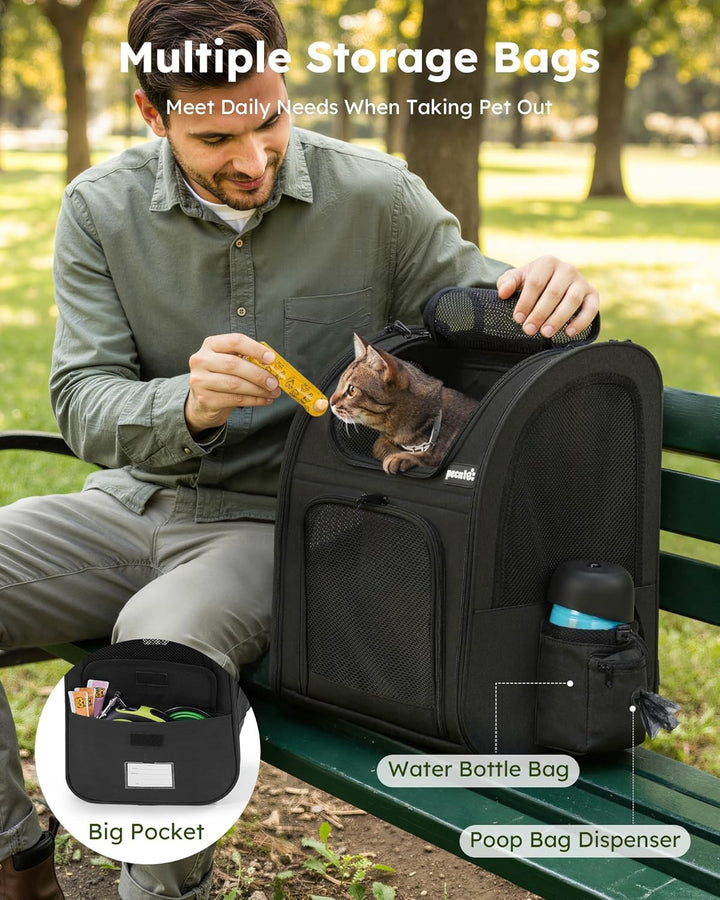 pecute Haustier Rucksack mit Netzfenster, Tragbare und Faltbare Katzentasche, Atmungsaktive und Leic