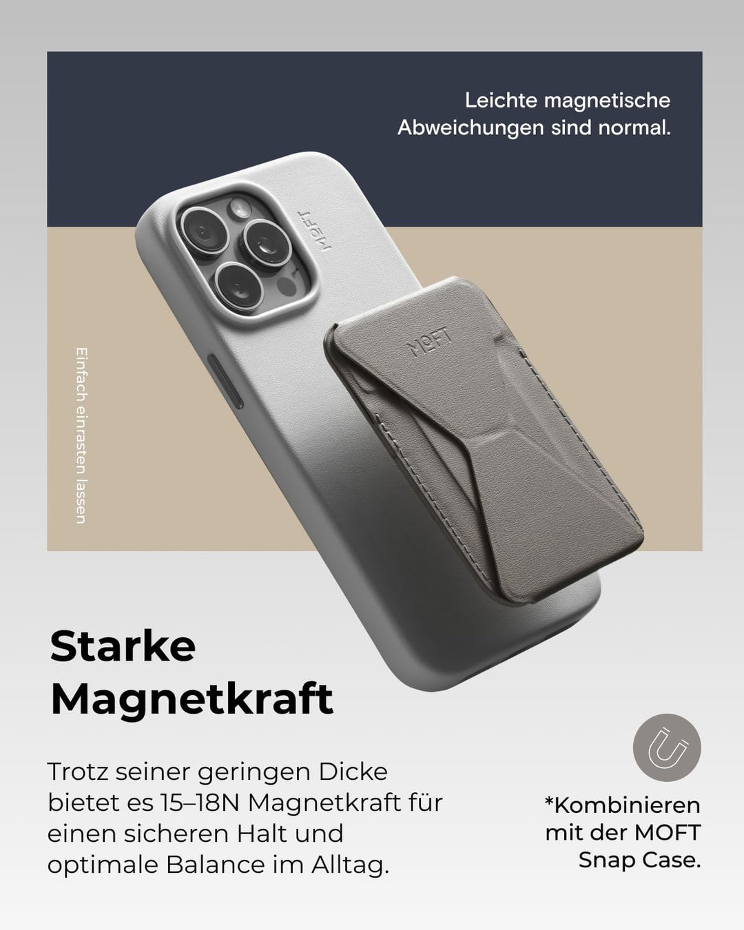 MOFT MagSafe Wallet Ständer für iPhone 15/14/13/12 Serie Kompatibel mit MagSafe, MOVAS Vegan Leder M