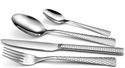 Amefa Besteck QUADRILLE, stilvolles Rautenmuster, Zisele-Dekor, Edelstahl 18/0 glänzend, 24-teilig