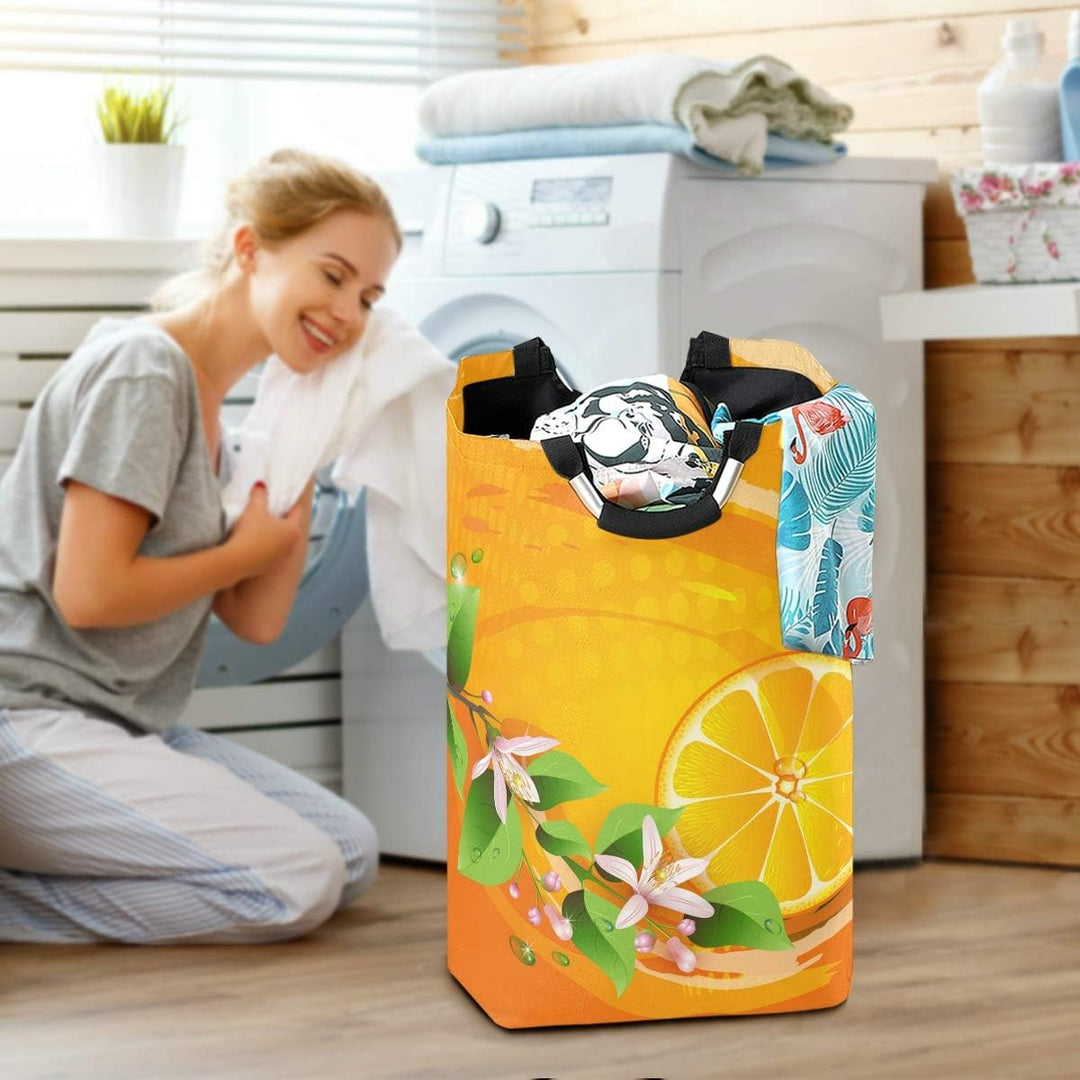Sommer Orange Gelb Grosser Wäschekorb Faltbar Wasserdicht Wäschesammler Vorratsbehälter Laundry Bask