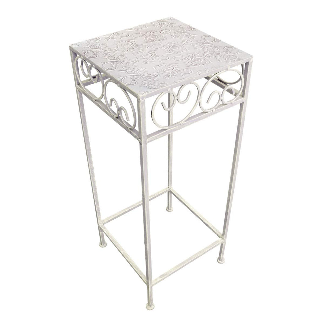 PrimoLiving Metall Blumenhocker/Beistelltisch antikweiss eckig Gr. L (P-791), Gr. L (P-791)