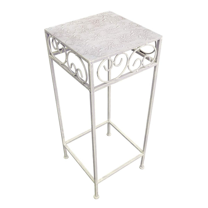 PrimoLiving Metall Blumenhocker/Beistelltisch antikweiss eckig Gr. L (P-791), Gr. L (P-791)