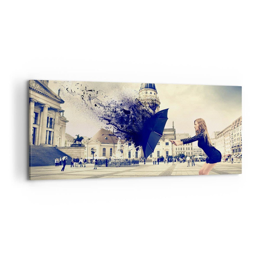 Wandbilder Dekoration Wohnzimmer Stadt landmarken quadrat regenschirm Bilder auf Leinwand 120x50cm L