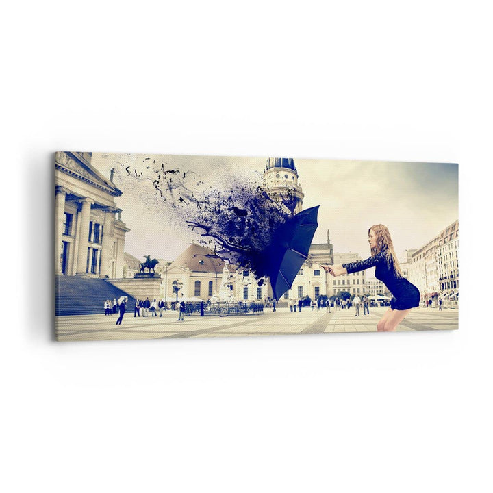 Wandbilder Dekoration Wohnzimmer Stadt landmarken quadrat regenschirm Bilder auf Leinwand 120x50cm L