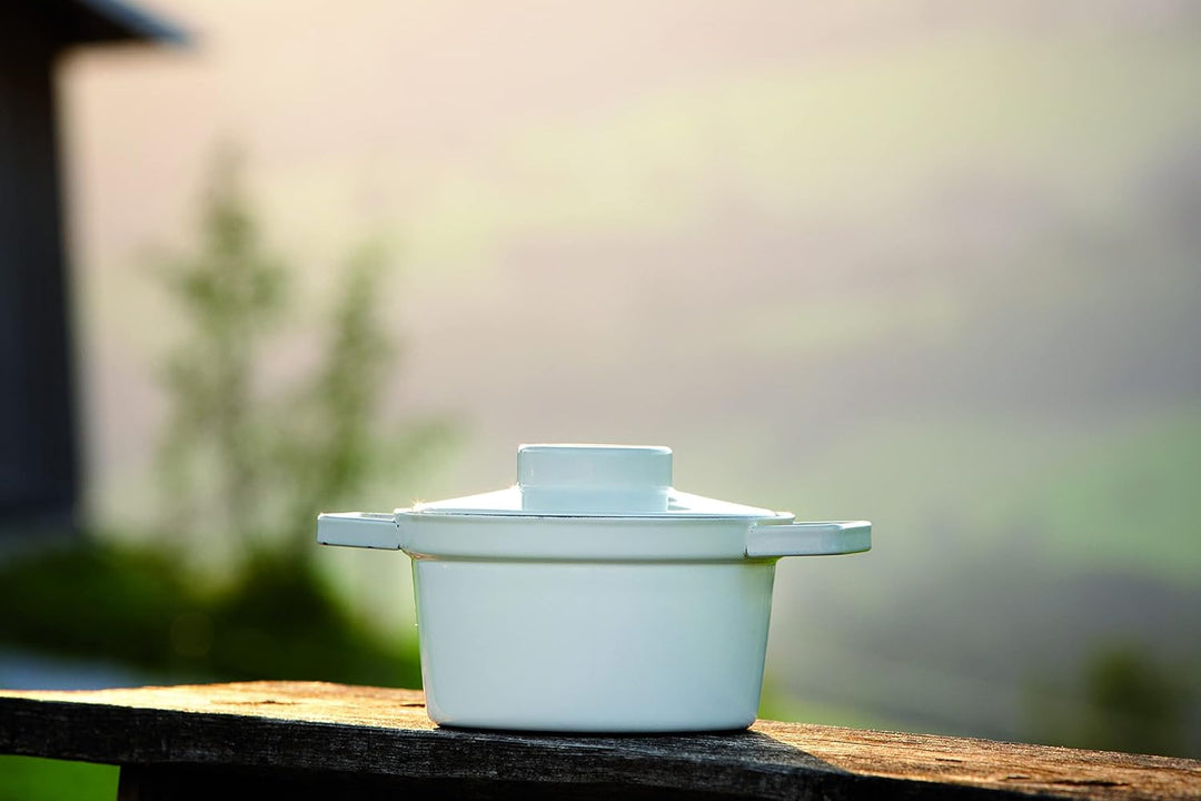 Riess, 2102-212, Topf Durchmesser 16 cm, PURE WHITE, AROMAPOTS, Truehomeware, Emaille, Induktion