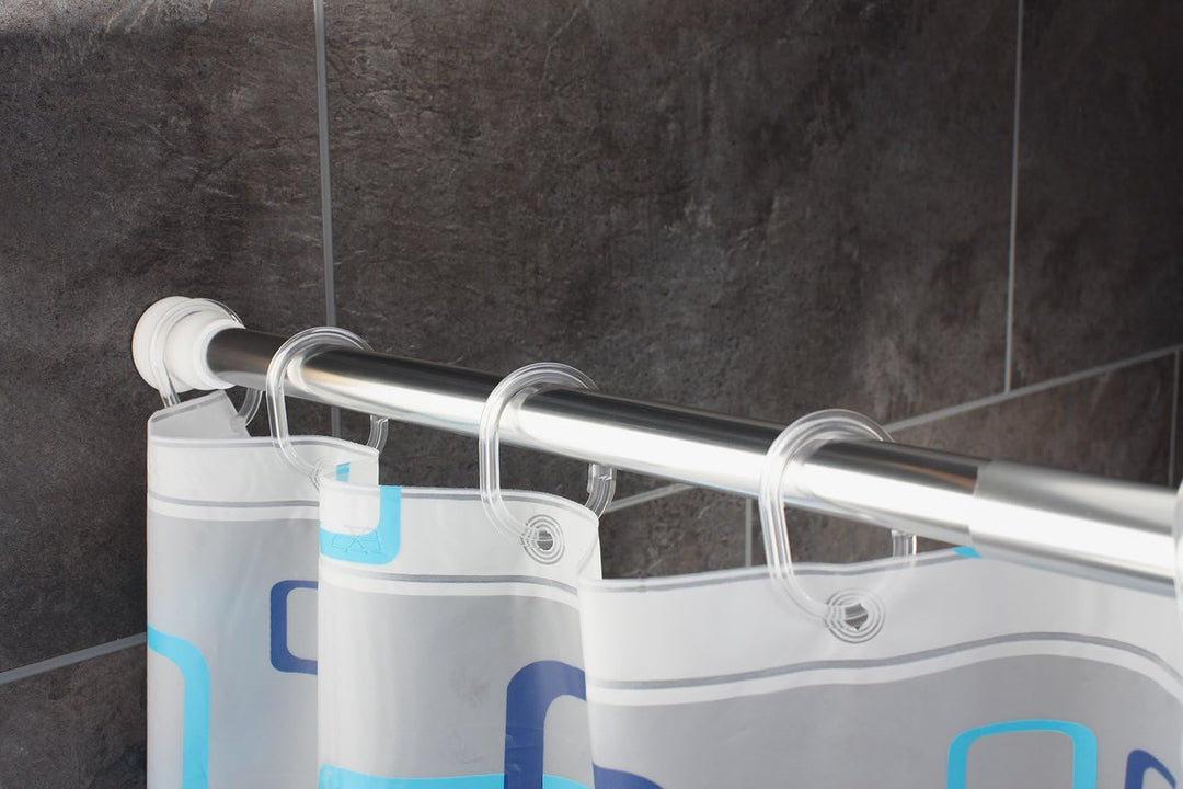 RIDDER 55101-350 Duschvorhangstange Ø 25 mm ausziehbar von 70-115 cm, Aluminium, weiss Weiss Ø 25 mm