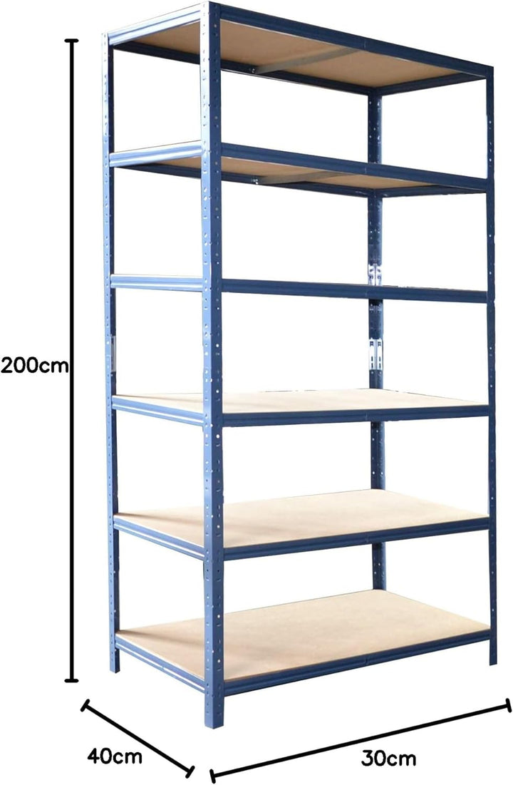 shelfplaza® 200x30x40cm Home Schwerlastregal blau/Metallregal mit 6 Böden/Kellerregal Metall, Garage