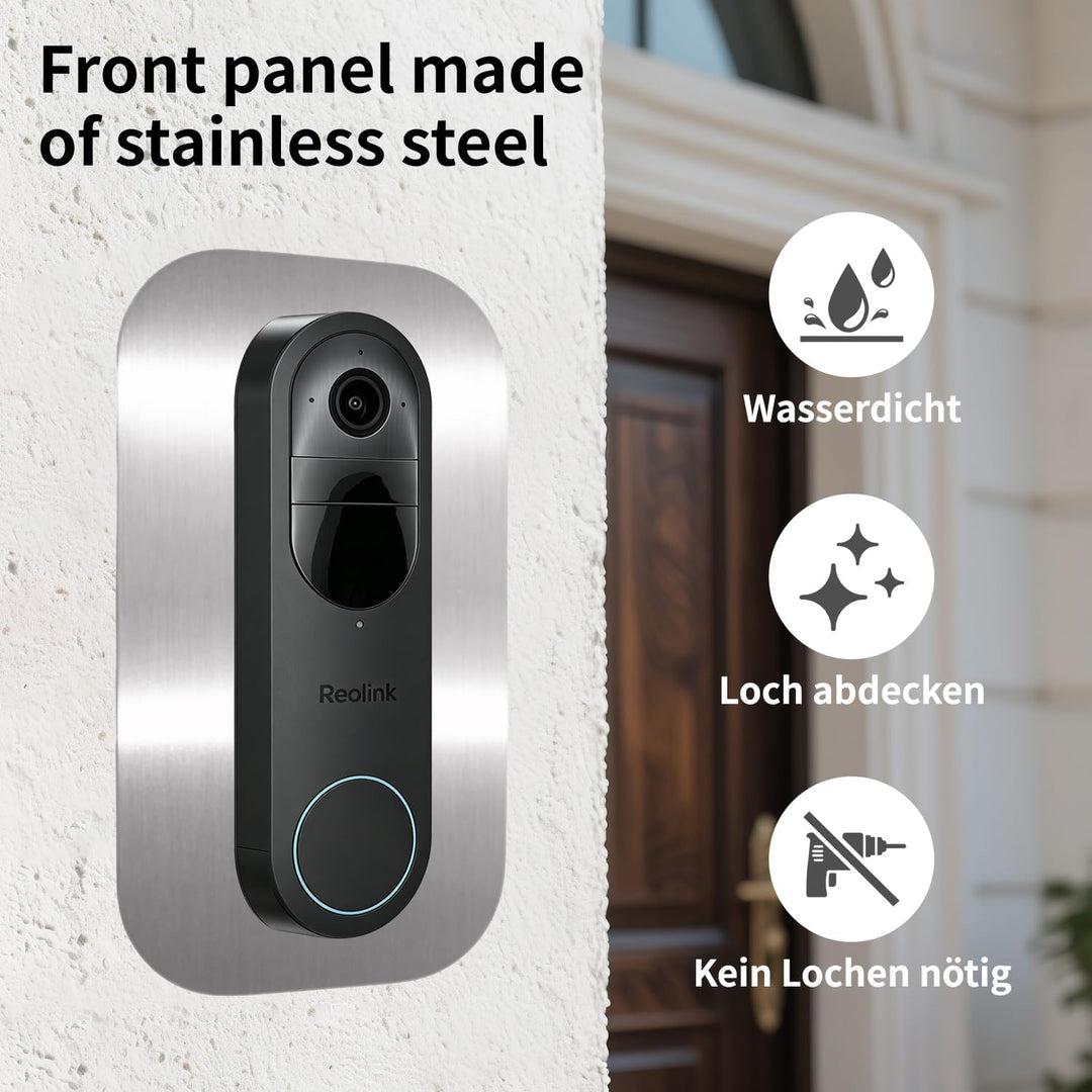 Edelstahl Blende für Reolink Video-Türklingel | Battery, 5MP, Ultra HD, 2K, 4MP, WiFi, PoE, Akku, Tü