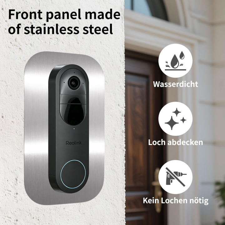 Edelstahl Blende für Reolink Video-Türklingel | Battery, 5MP, Ultra HD, 2K, 4MP, WiFi, PoE, Akku, Tü