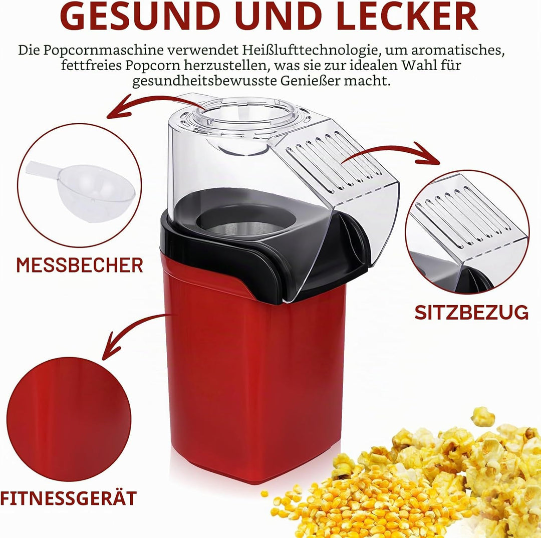 Popcornmaschine, Klein Popcorn-Maschine mit Messbecher, One-Touch Elektrische Rühr Popcorn Popper, O