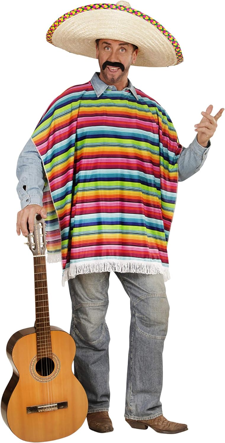 W WIDMANN MILANO Party Fashion 42939 - Mexikanischer Poncho, Kostümzubehör, Accessoire, Überwurf, Me