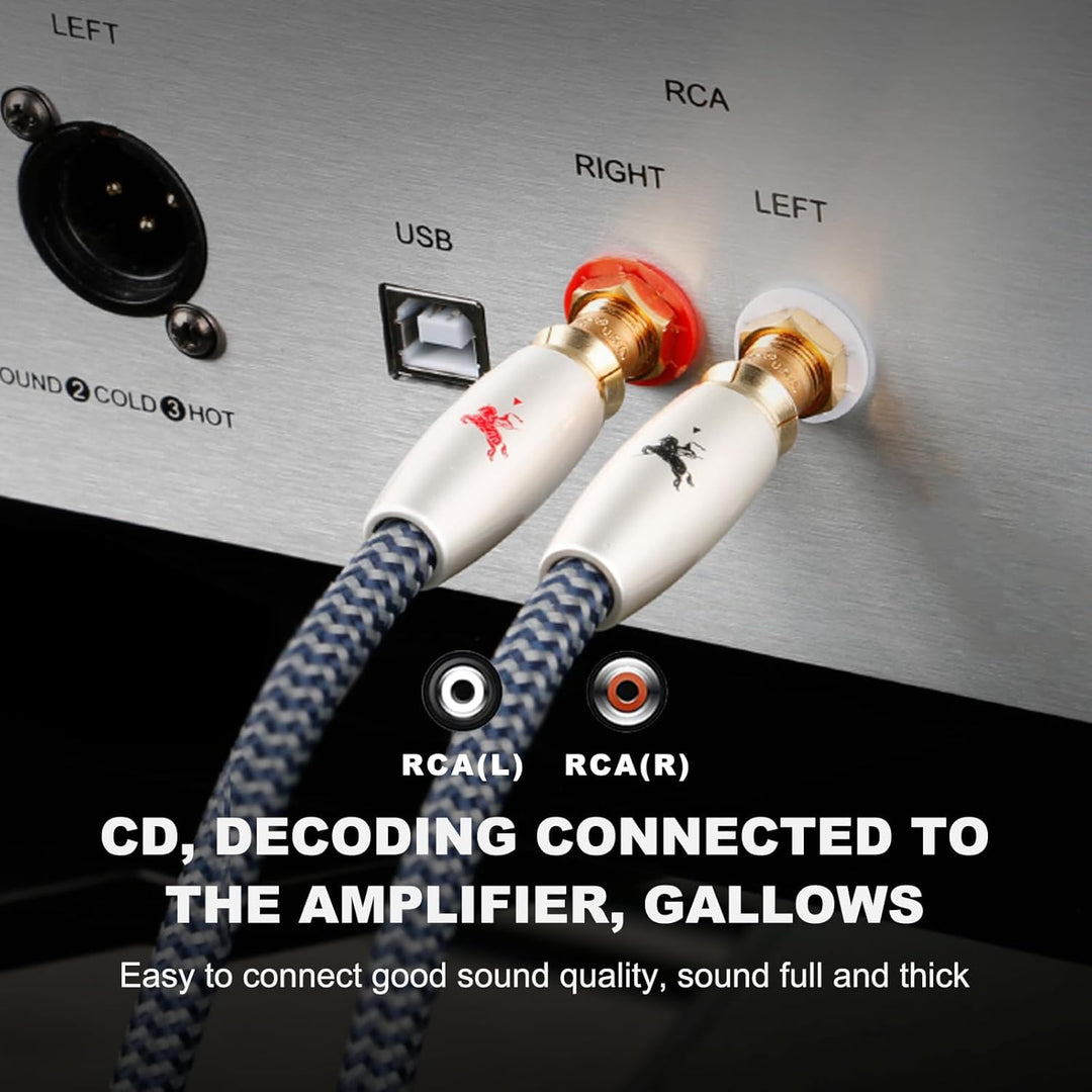 Impeto Chinch Kabel, 6N OFC Cinch RCA Kabel 2x Cinch Stecker zu 2x Cinch Stecker Audiokabel RCA Kabe