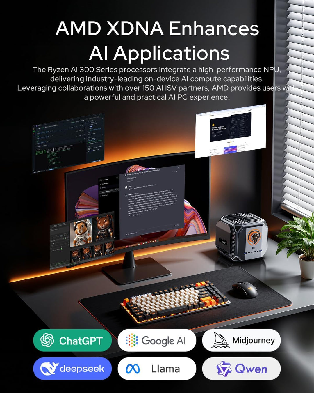 ACEMAGIC M1A Pro+ AI Mini Workstation,AMD Ryzen AI Max+ 395,Radeon 8060S Graphics Mini PC Gaming RAM