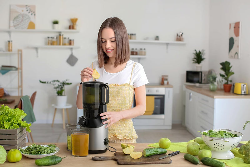 Balter Entsafter Slow Juicer, Grosse 135MM Öffnung, 300 Watt, Entsafter für Gemüse und Obst, Früchte