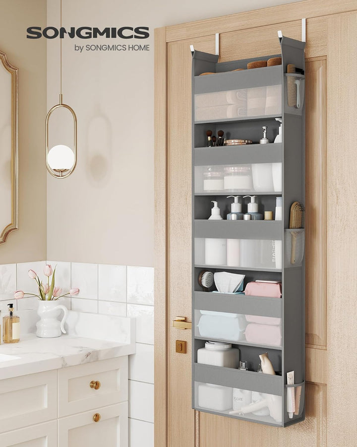 SONGMICS Hängeorganizer, Hängeregal, Tür-Organizer, Hängeaufbewahrung, Türregal Stoff, transparentes