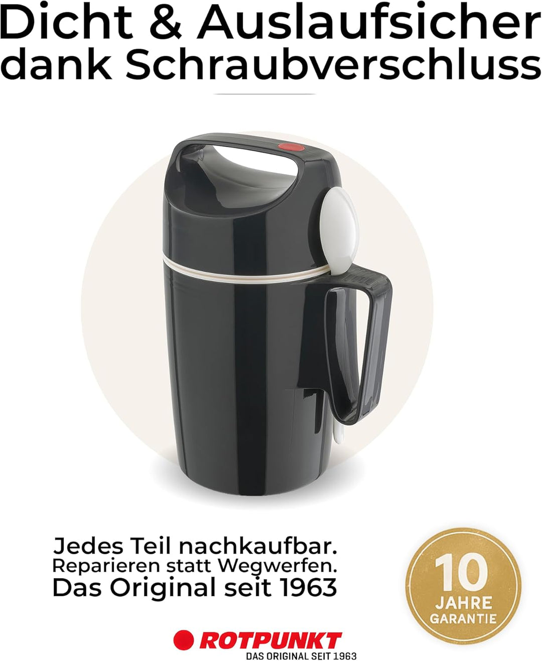 ROTPUNKT Thermobehälter für Essen 850 ml inkl. Löffel – Thermo Lunchbox Heiss & Kalt I Made in Germa