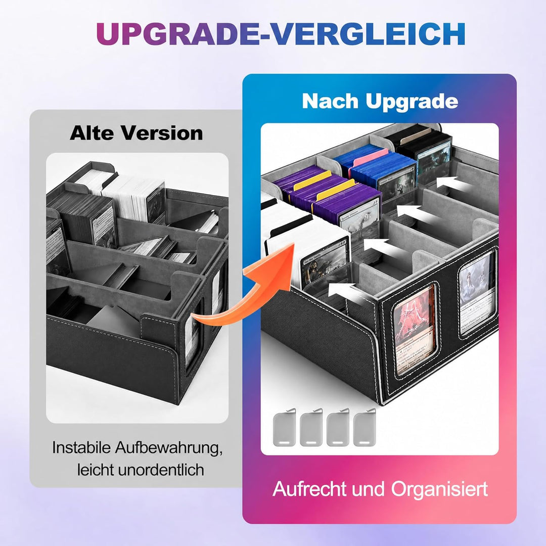 Trading Card Storage Box für Commander Display, 2400+ MTG Deck Box mit 4 Top Loader, TCG Card Case p