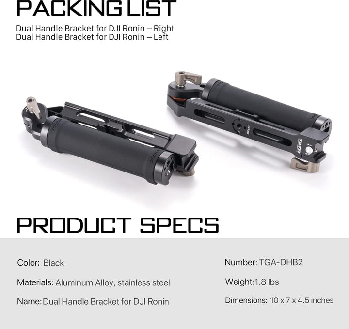 Tilta Dual Handle Bracket Dual-Griff-Halterung, kompatibel mit DJI RS 2/RS 3 Pro/RSC 2/RS 3 Gimbal,