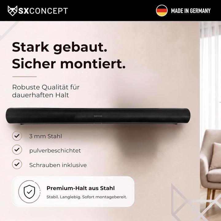 Wandhalterung für Sonos Arc inklusive Erkennungssensor (Schwarz), Schwarz