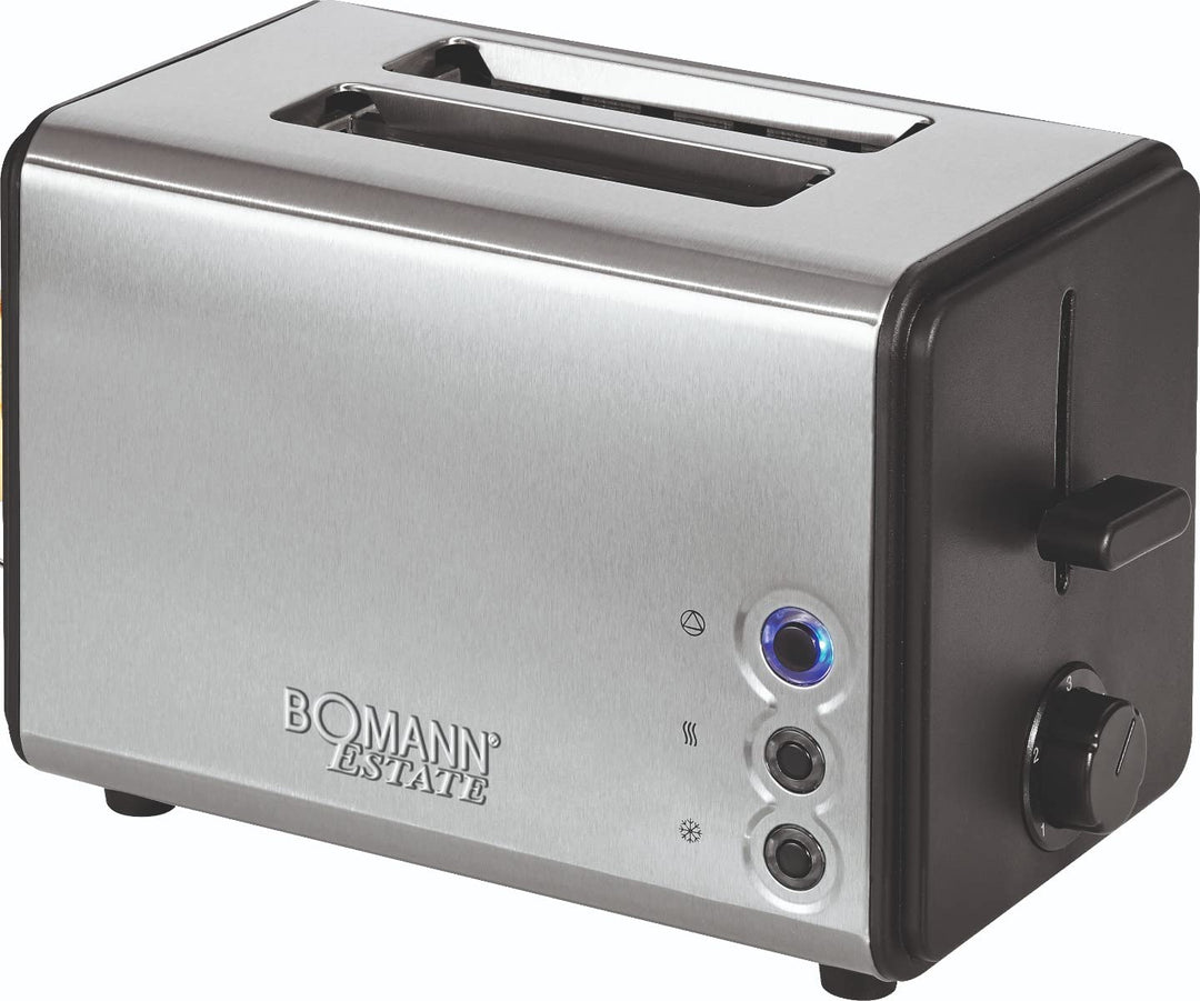 Bomann TA 1371 CB — 2 Scheiben-Toaster, Brötchenaufsatz abnehmbar, Edelstahlgehäuse, 750-850 Watt