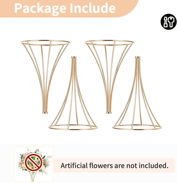 NUPTIO Blumenständer Metall Gold Hochzeit: 2 Stück 50cm Hoch Vase Tischdeko Goldene Blumenvase Tromp