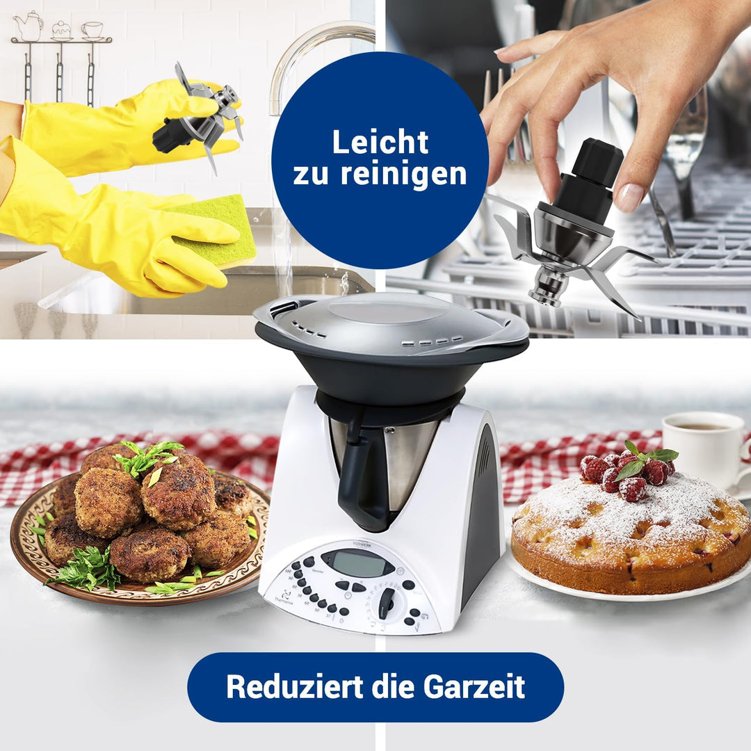 VIOKS Mixmesser Ersatz für Thermomix Messer TM31 - Ersatzmesser mit 4 Klingen und Dichtring - Küchen