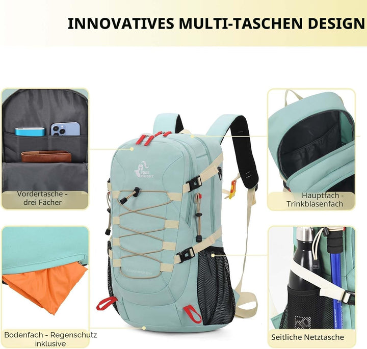 Bseash 40L Leichter wasserdichter Wanderrucksack mit Regenschutz, Outdoor Sport Reise Tagesrucksack