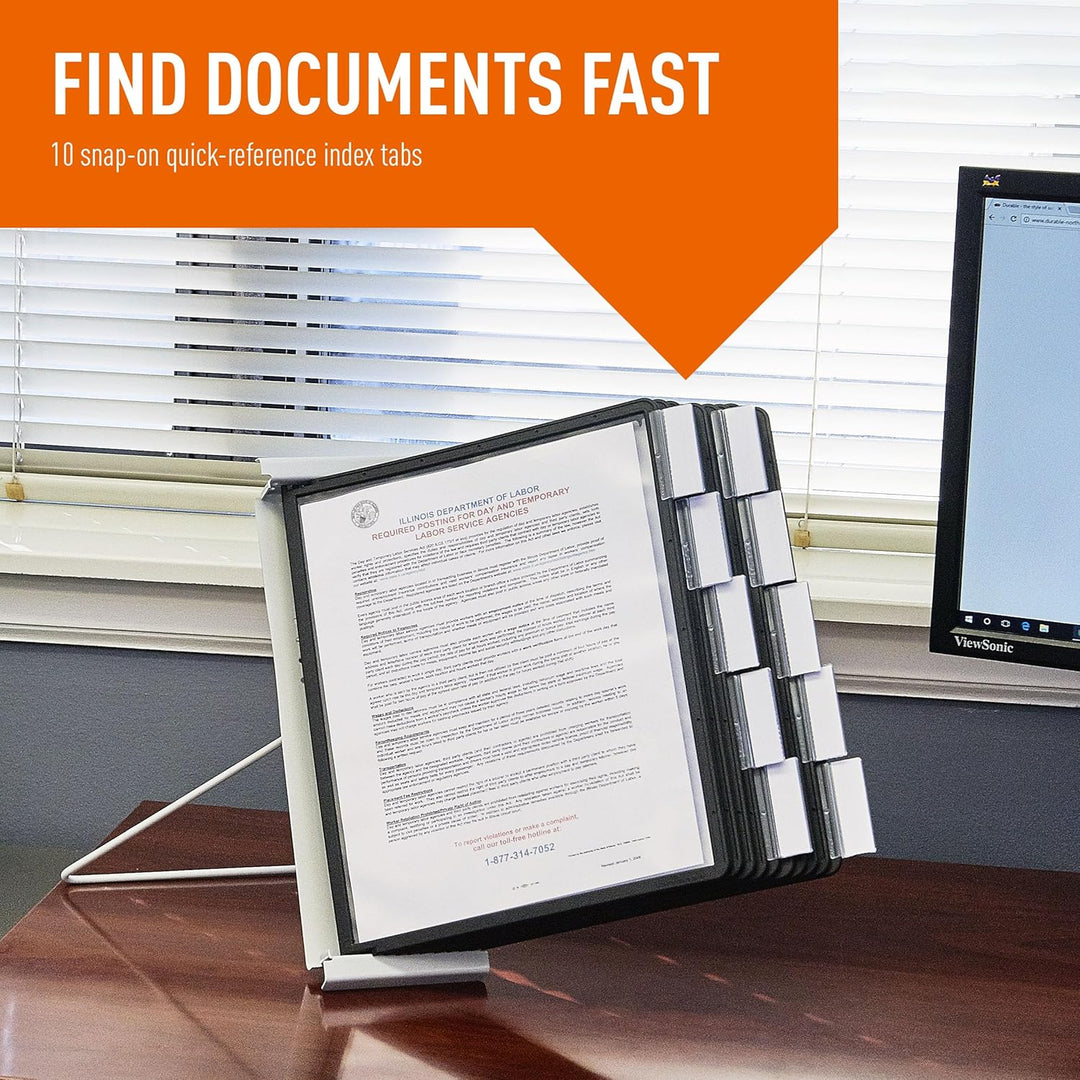 DURABLE Desktop-Referenzsystem, 10 doppelseitige Paneele, Briefgrösse, schwarz, INSTAVIEW Design (56