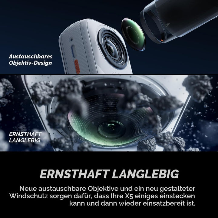 Insta360 X5 Satinweiss - wasserdichte 8K 360°-Action-Cam, Spitze bei wenig Licht, Unsichtbarer Selfi