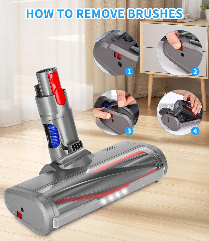 Bürste Kompatibel mit Dyson V7, V8, V10, V11, V15,Ersatzteile für Bodendüse mit 4 LEDs, Bürstenkopf