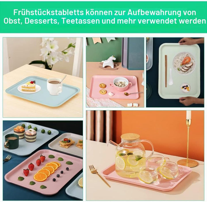 QUCUMER 4 Stücke Kunststofftablett Serviertabletts Tablett Aus Kunststoff 23*30.5cm Servierplatten S