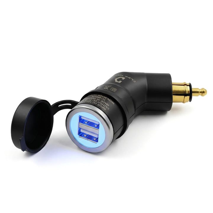 Cliff Top 4,6A-Motorrad-DIN-USB-Ladegerät (abgewinkelt), kompatibel mit BMW Motorrädern