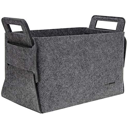 DuneDesign 37x24x37 XL Kaminholz Filzkorb - Extra Hoch - 25L Filz Regalkorb Aufbewahrungskorb Grau