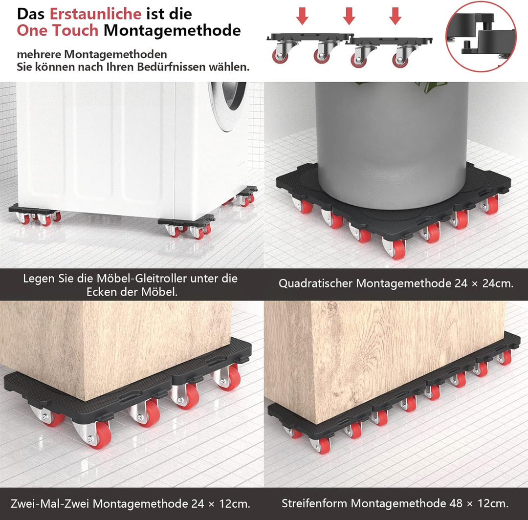ONEON Möbel Transportroller Set, Stück Möbel Gleitsystem mit Möbelheber, Möbeltransport Set mit Möbe