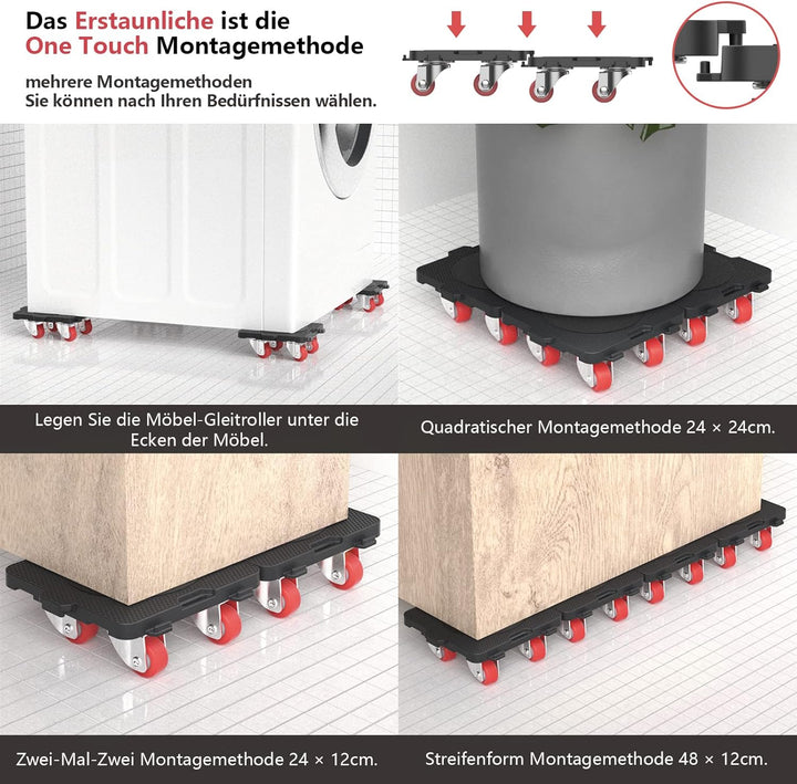 ONEON Möbel Transportroller Set, Stück Möbel Gleitsystem mit Möbelheber, Möbeltransport Set mit Möbe