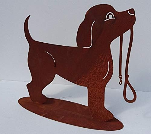 terracotta-toepfe-de Hund ca. 42 cm aus Metall Edelrost Rost Deko Dackel Jack Russel Pudel Tier Gart