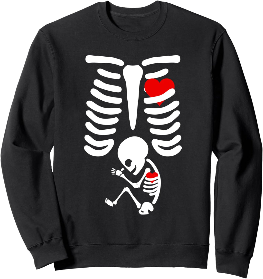 Schwangeres Skelettbaby Lustiges Halloween-Röntgenbild Sweatshirt