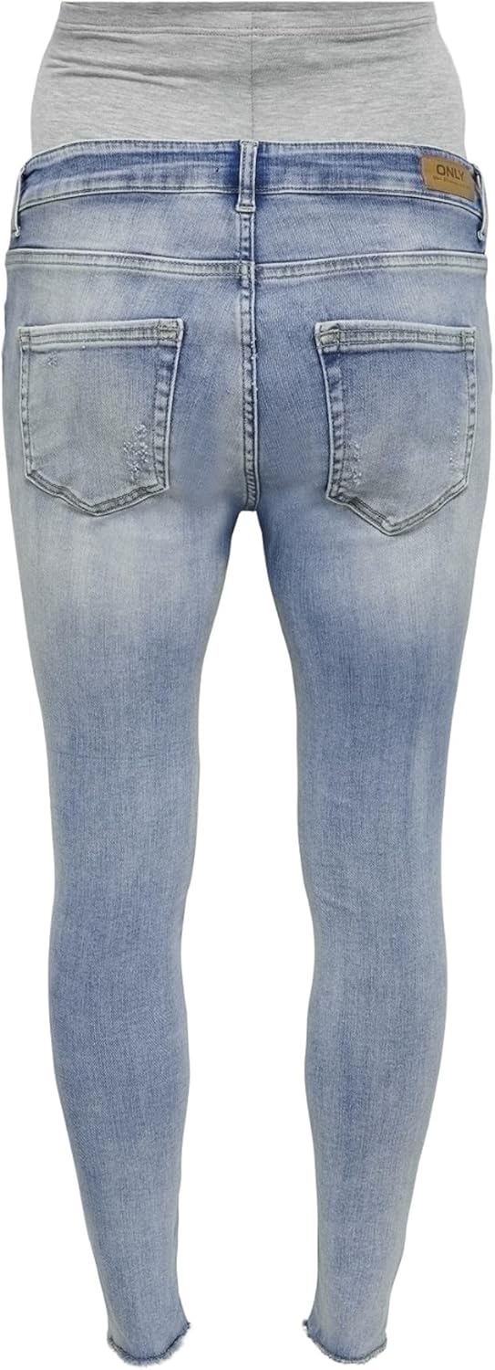 ONLY MATERNITY Damen Olmblush Mid Sk Raw Ankle DNM Jeanshose XL / 32L Light Blue Denim, XL / 32L Lig
