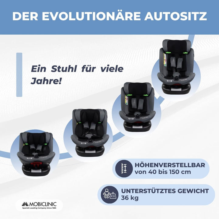 Mobiclinic®, Sitzerhöhung auto kinder, 360º drehbar, I-size regelung, Top tether, Gruppe 0/1/2/3, Ma