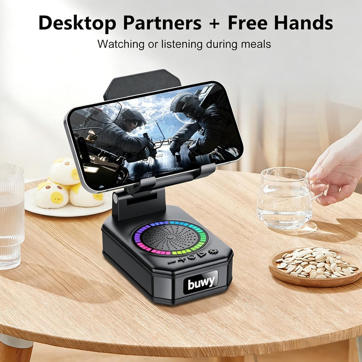 Vatertagsgeschenk für Papa,Telefonständer mit Bluetooth-Lautsprecher, 5-in-1 Musikbox Bluetooth mit