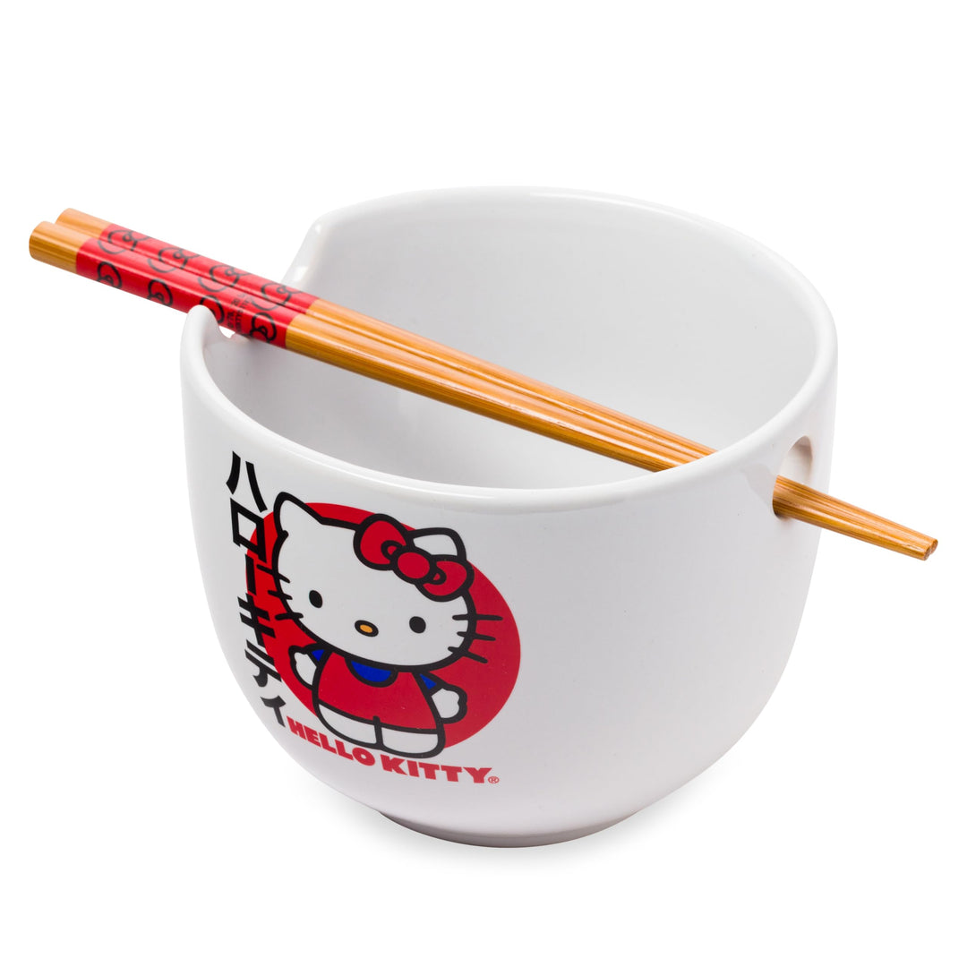 Silver Buffalo Hello Kitty KTY511KD Ramenschale mit Essstäbchen, Keramik, 590 ml, Weiss/mehrfarbig,
