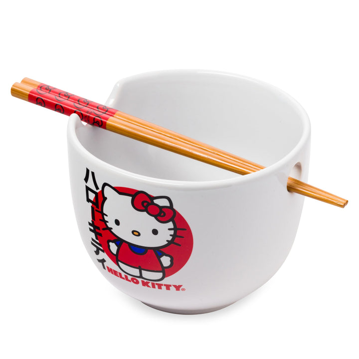Silver Buffalo Hello Kitty KTY511KD Ramenschale mit Essstäbchen, Keramik, 590 ml, Weiss/mehrfarbig,