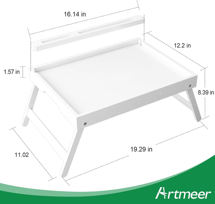 Bett Tablett Tisch mit faltbaren Beinen, Bambus Frühstück Food Tablett mit Media Slot, Verwendung al