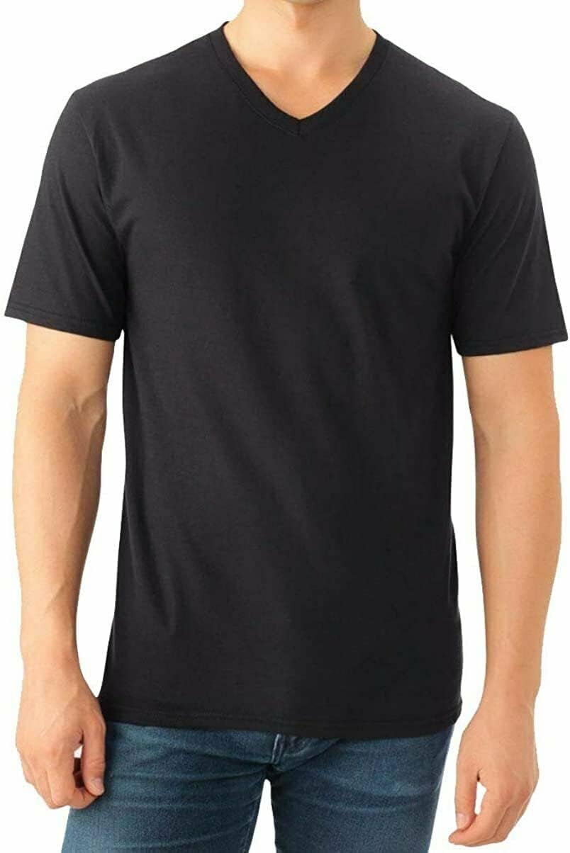 Fruit of the Loom Herren T-Shirt mit V-Ausschnitt (5er Pack), Schwarz, Mittel