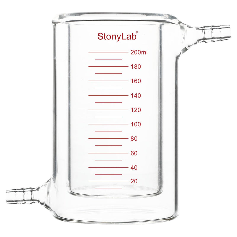 stonylab Glas Ummantelt Becher, 1 Packung Messbecher aus Borosilikatglas mit Flachem Boden und Doppe