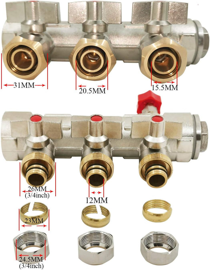 Messing heizkreisverteiler fussbodenheizung 2 3 4 5 6 7 8 fach heizkreisverteiler für heizkörper ver
